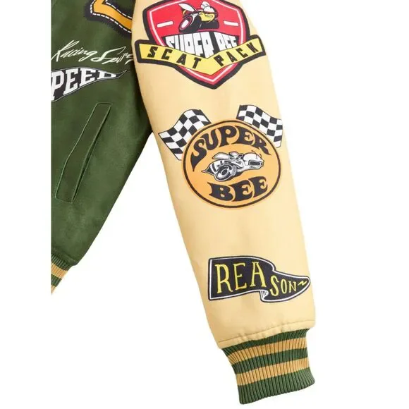 Reason x Dodge Scatpack Varsity Jacket Men Large Green Khaki Letterman Bomber - Picture 5 of 15